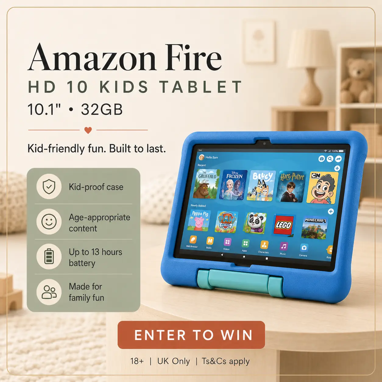 Amazon Fire HD 10 Kids Tablet, 10.1", 32GB